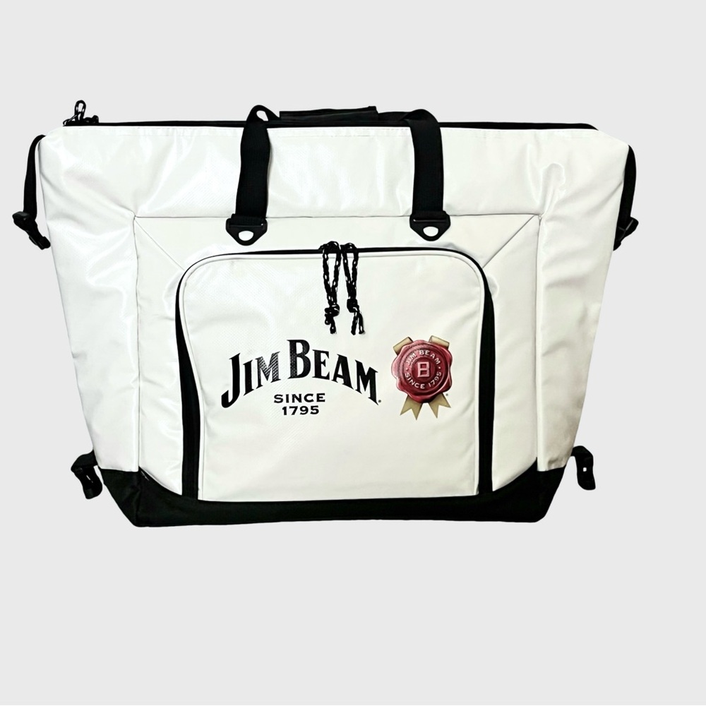 Large White and Black Thick Insulated Jim Beam Cooler Tote Bag